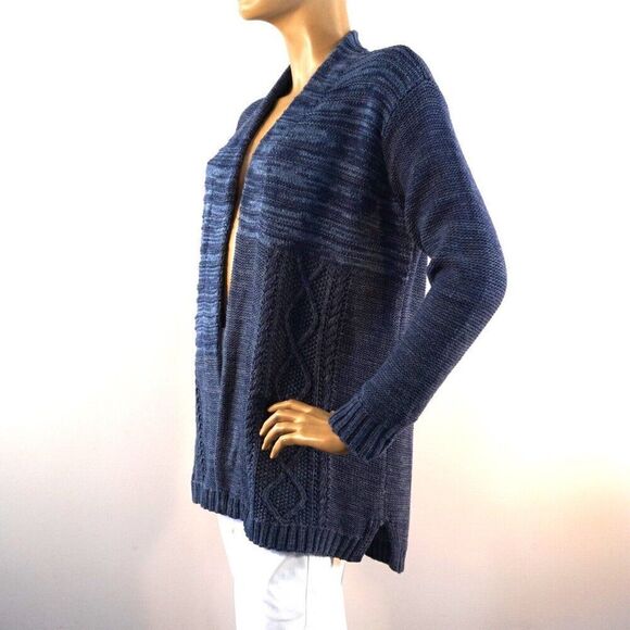 Chaps Open Cardigan Blue Cotton Knit Womens Size Medium - Picture 7 of 11